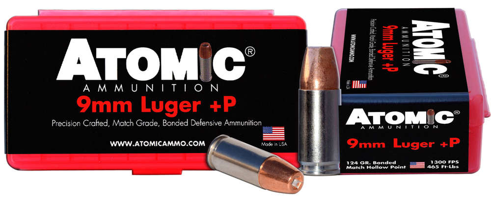 Ammunition Atomic Ammunition 465 ft lbs 9mm ATOMIC 00454 9MM         124 MATCH HP        20/10 • Model: 465 ft lbs